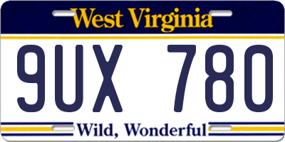 WV license plate 9UX780