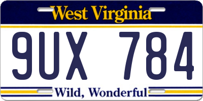 WV license plate 9UX784
