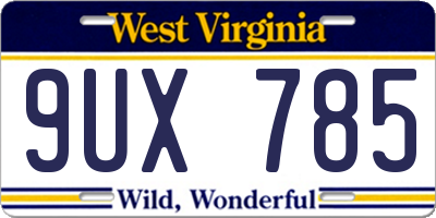 WV license plate 9UX785