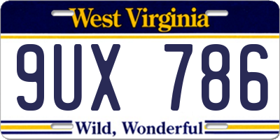 WV license plate 9UX786
