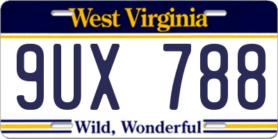 WV license plate 9UX788