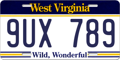WV license plate 9UX789
