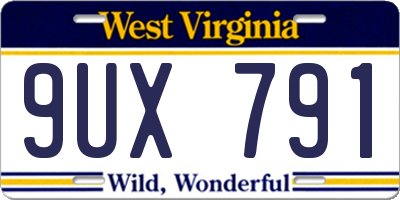 WV license plate 9UX791
