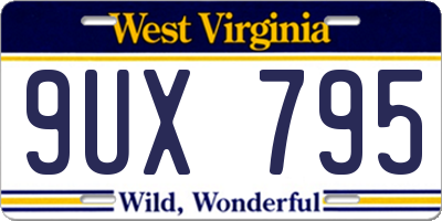 WV license plate 9UX795