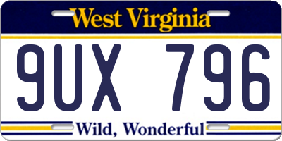 WV license plate 9UX796