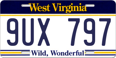 WV license plate 9UX797