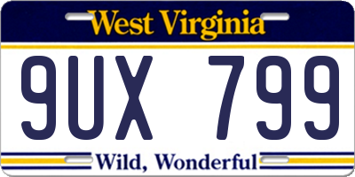 WV license plate 9UX799
