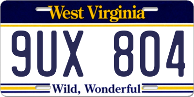 WV license plate 9UX804