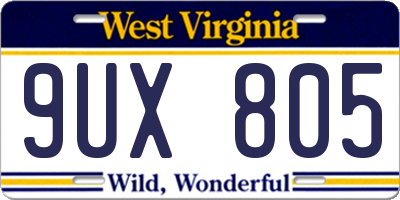 WV license plate 9UX805