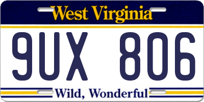 WV license plate 9UX806