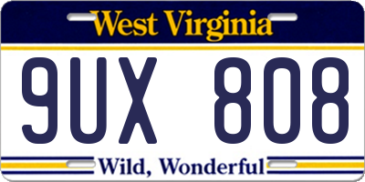 WV license plate 9UX808
