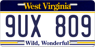 WV license plate 9UX809