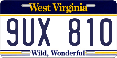WV license plate 9UX810