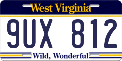WV license plate 9UX812