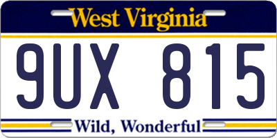 WV license plate 9UX815