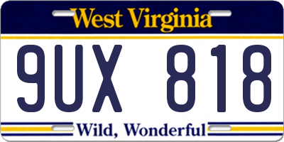 WV license plate 9UX818