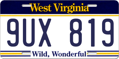 WV license plate 9UX819