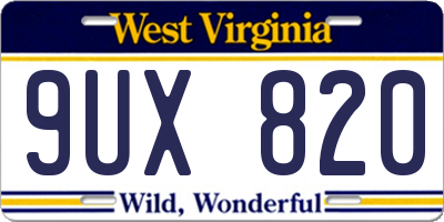 WV license plate 9UX820