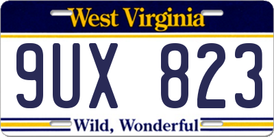 WV license plate 9UX823