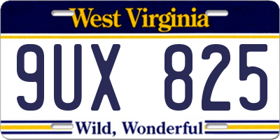 WV license plate 9UX825