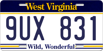 WV license plate 9UX831