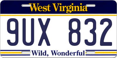 WV license plate 9UX832