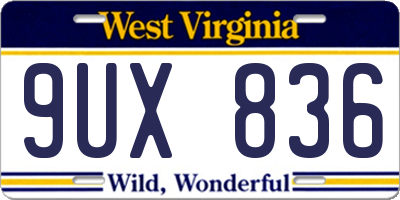 WV license plate 9UX836