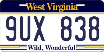 WV license plate 9UX838