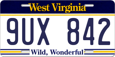 WV license plate 9UX842
