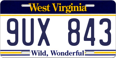 WV license plate 9UX843
