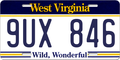 WV license plate 9UX846