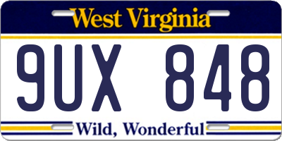 WV license plate 9UX848