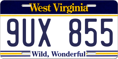 WV license plate 9UX855