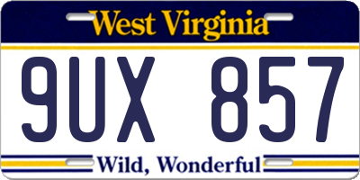 WV license plate 9UX857