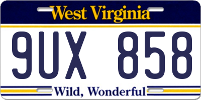 WV license plate 9UX858