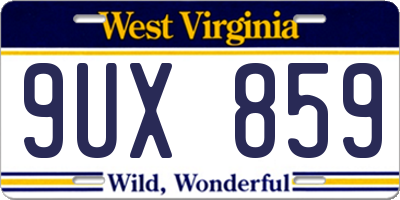 WV license plate 9UX859