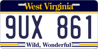 WV license plate 9UX861