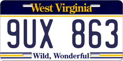 WV license plate 9UX863