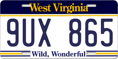 WV license plate 9UX865