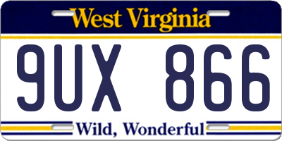 WV license plate 9UX866