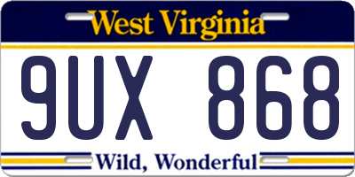 WV license plate 9UX868
