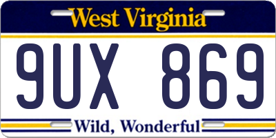 WV license plate 9UX869