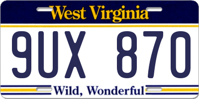 WV license plate 9UX870