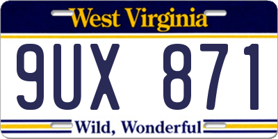 WV license plate 9UX871