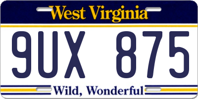 WV license plate 9UX875