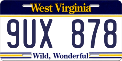 WV license plate 9UX878