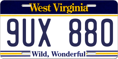 WV license plate 9UX880