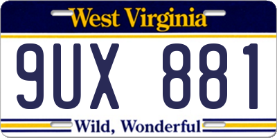WV license plate 9UX881