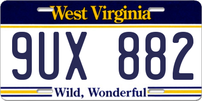 WV license plate 9UX882