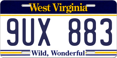 WV license plate 9UX883